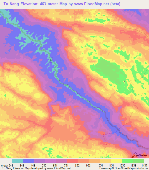 Tu Nang,Vietnam Elevation Map