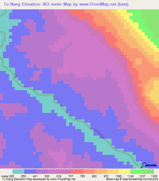 Tu Nang,Vietnam Elevation Map