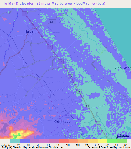 Tu My (4),Vietnam Elevation Map