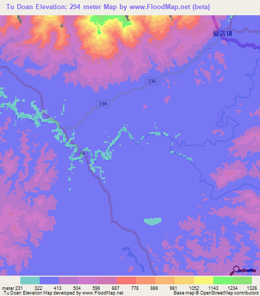 Tu Doan,Vietnam Elevation Map