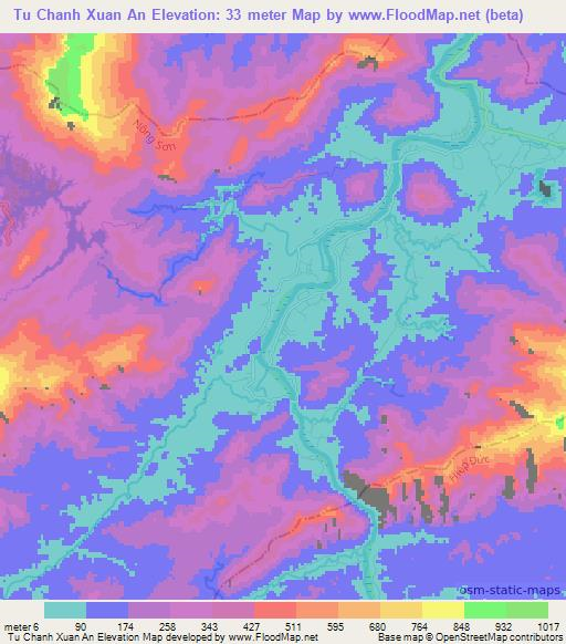 Tu Chanh Xuan An,Vietnam Elevation Map