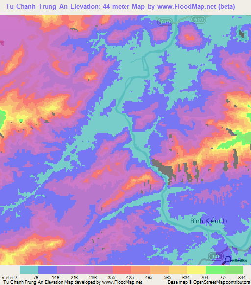 Tu Chanh Trung An,Vietnam Elevation Map