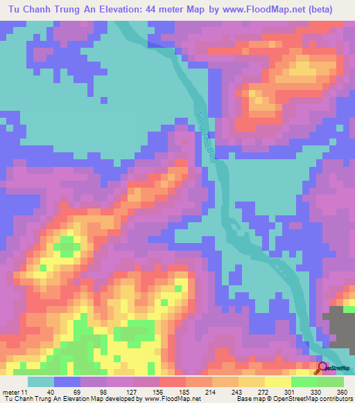 Tu Chanh Trung An,Vietnam Elevation Map