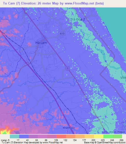 Tu Cam (7),Vietnam Elevation Map