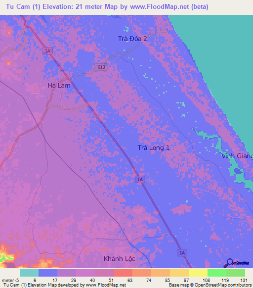 Tu Cam (1),Vietnam Elevation Map