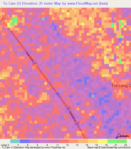 Tu Cam (1),Vietnam Elevation Map