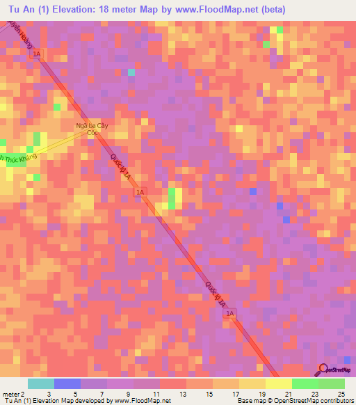 Tu An (1),Vietnam Elevation Map