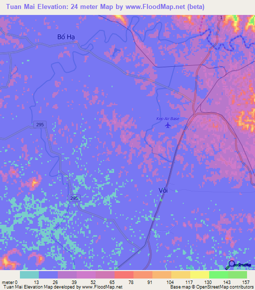 Tuan Mai,Vietnam Elevation Map