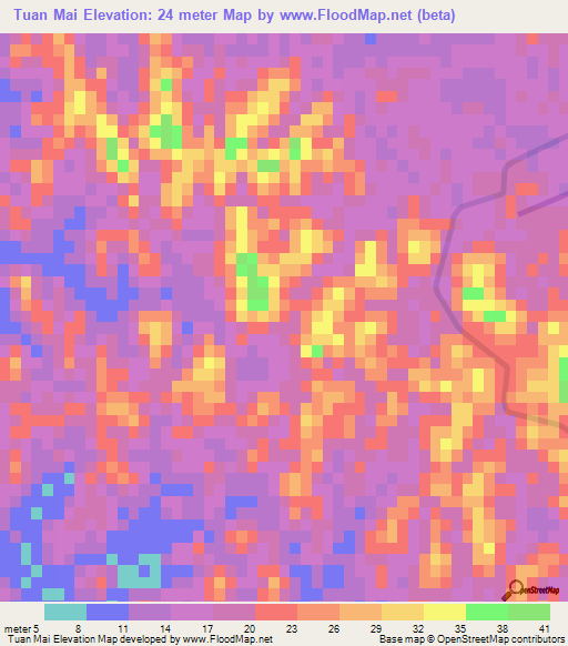 Tuan Mai,Vietnam Elevation Map