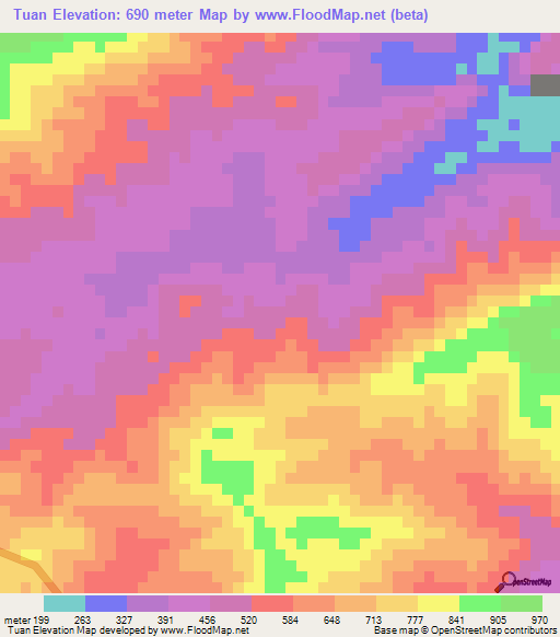 Tuan,Vietnam Elevation Map