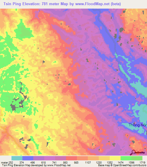 Tsin Ping,Vietnam Elevation Map