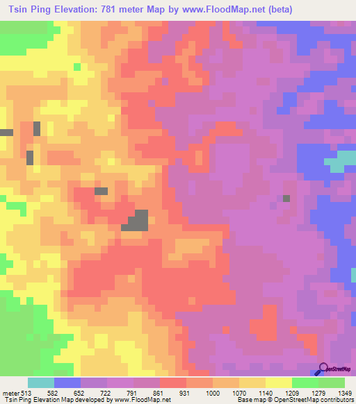 Tsin Ping,Vietnam Elevation Map