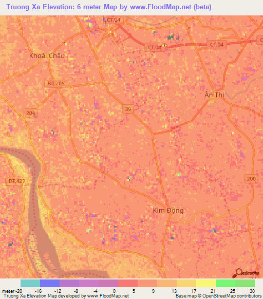 Truong Xa,Vietnam Elevation Map