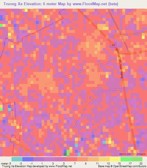 Truong Xa,Vietnam Elevation Map
