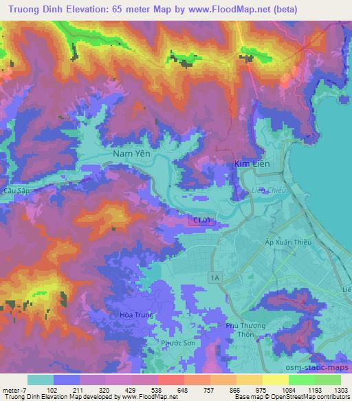 Truong Dinh,Vietnam Elevation Map