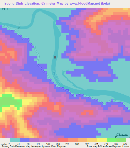 Truong Dinh,Vietnam Elevation Map