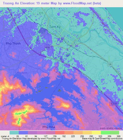 Truong An,Vietnam Elevation Map