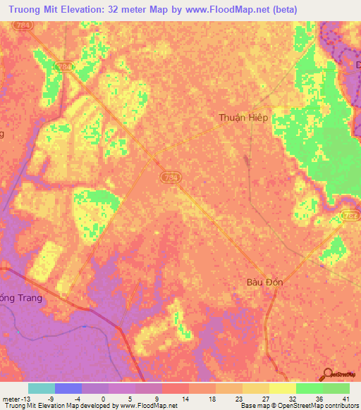 Truong Mit,Vietnam Elevation Map