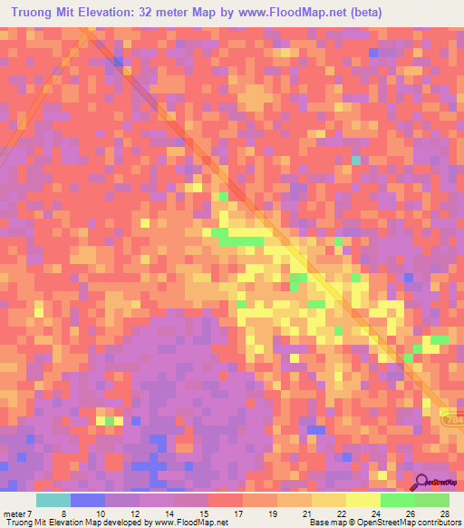 Truong Mit,Vietnam Elevation Map