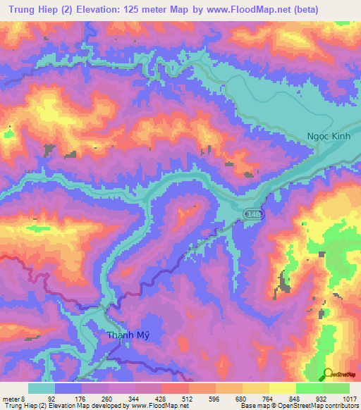 Trung Hiep (2),Vietnam Elevation Map