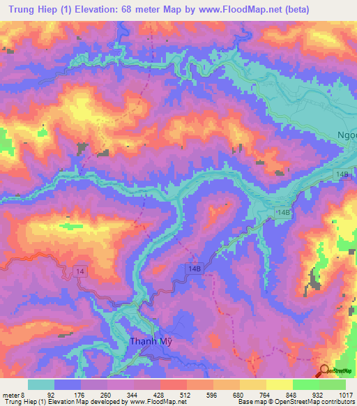 Trung Hiep (1),Vietnam Elevation Map