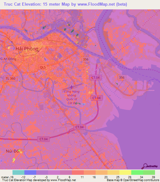 Truc Cat,Vietnam Elevation Map