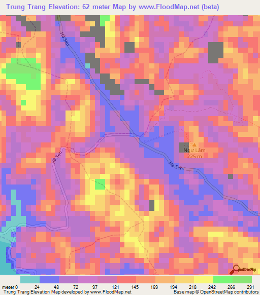 Trung Trang,Vietnam Elevation Map