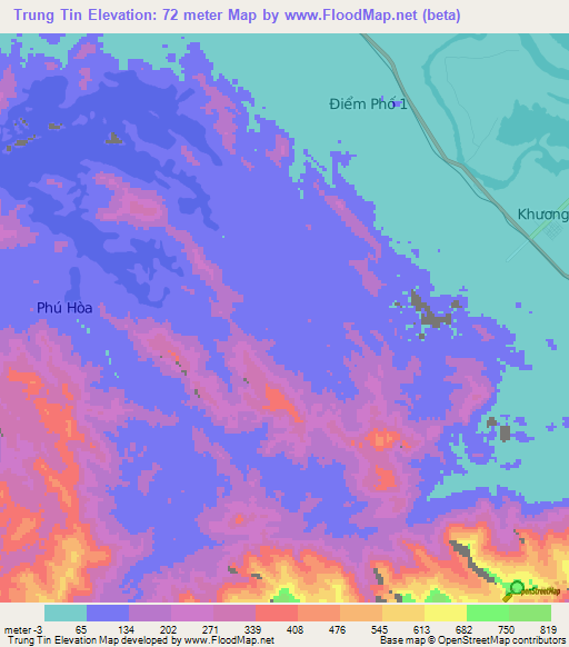 Trung Tin,Vietnam Elevation Map