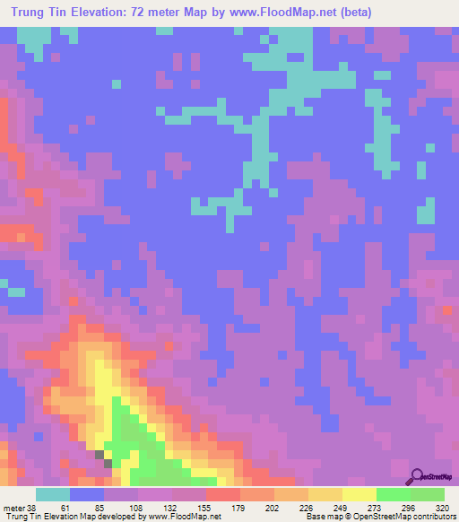 Trung Tin,Vietnam Elevation Map