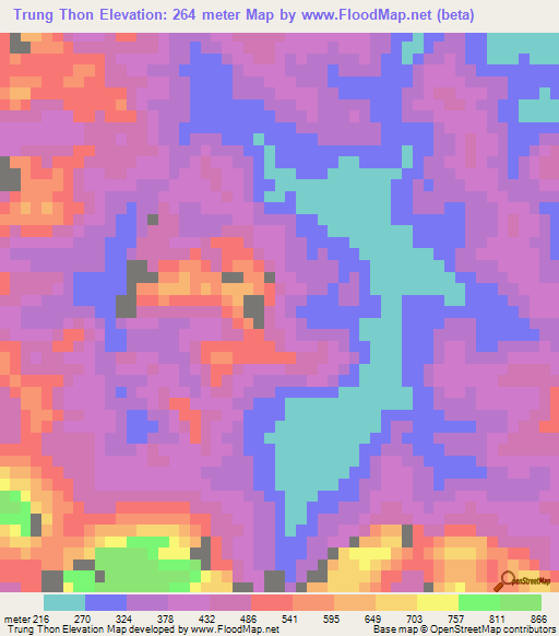 Trung Thon,Vietnam Elevation Map