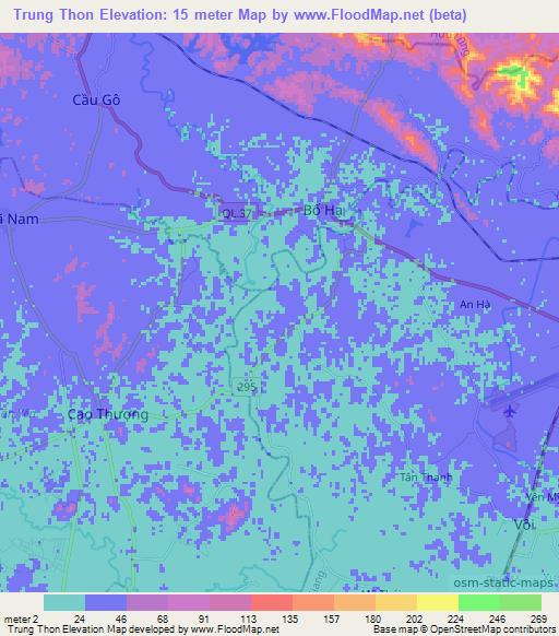 Trung Thon,Vietnam Elevation Map