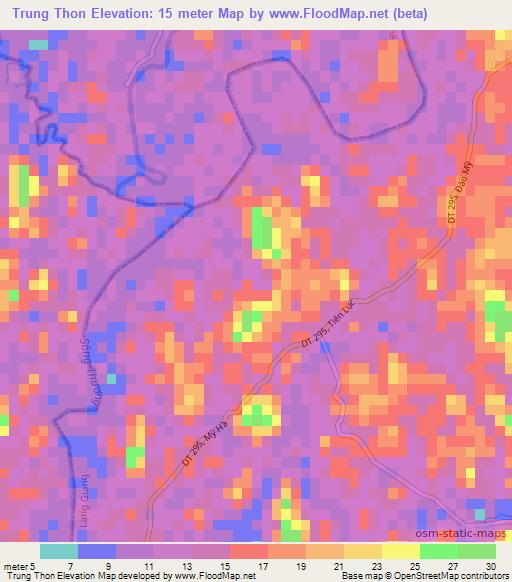 Trung Thon,Vietnam Elevation Map