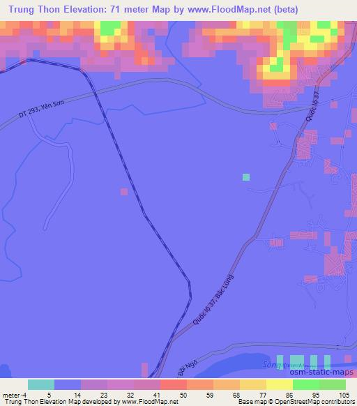 Trung Thon,Vietnam Elevation Map