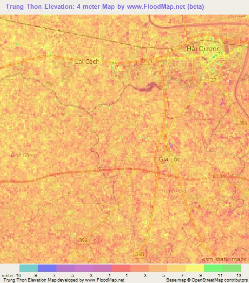 Trung Thon,Vietnam Elevation Map