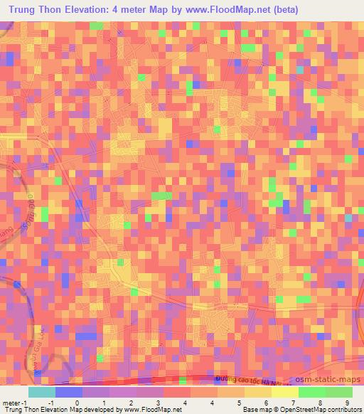 Trung Thon,Vietnam Elevation Map