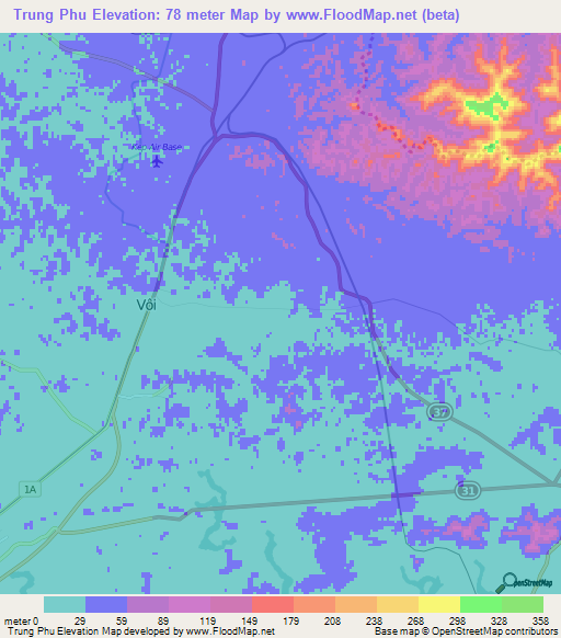 Trung Phu,Vietnam Elevation Map