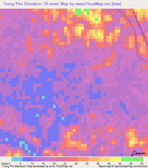 Trung Phu,Vietnam Elevation Map