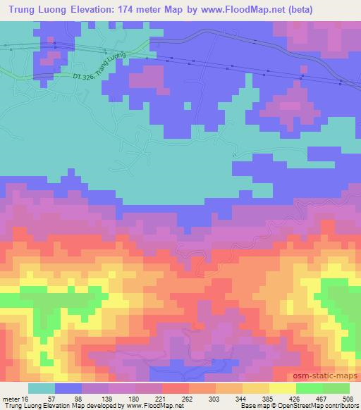 Trung Luong,Vietnam Elevation Map