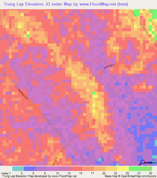 Trung Lap,Vietnam Elevation Map