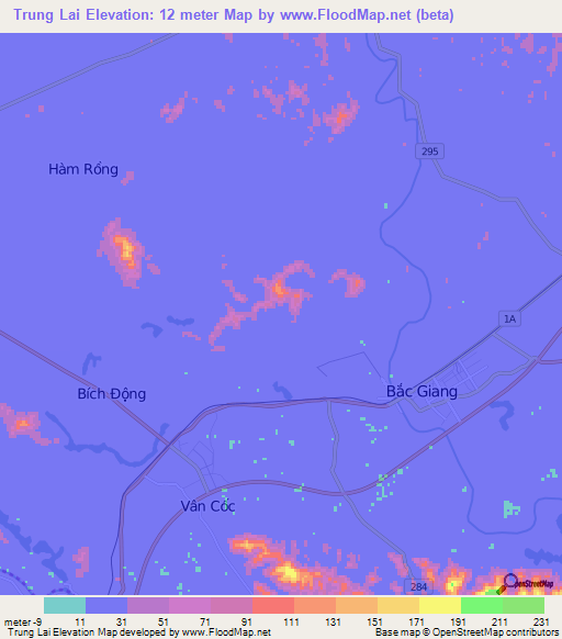 Trung Lai,Vietnam Elevation Map