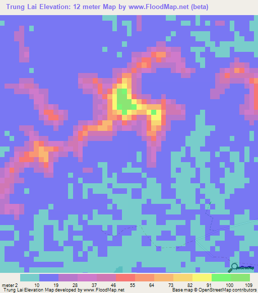 Trung Lai,Vietnam Elevation Map