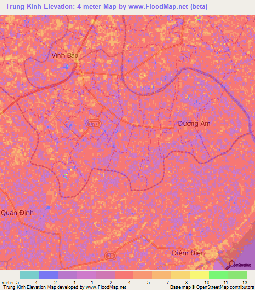 Trung Kinh,Vietnam Elevation Map