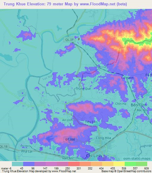 Trung Khue,Vietnam Elevation Map