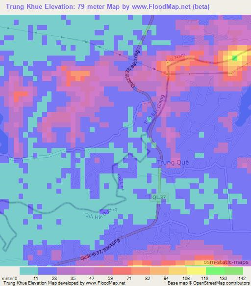 Trung Khue,Vietnam Elevation Map