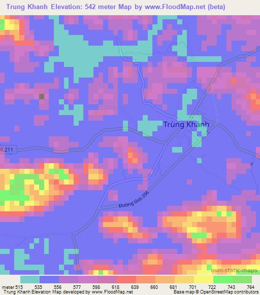 Trung Khanh,Vietnam Elevation Map