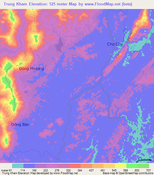 Trung Kham,Vietnam Elevation Map