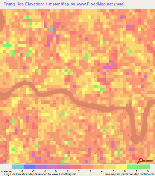 Trung Hoa,Vietnam Elevation Map