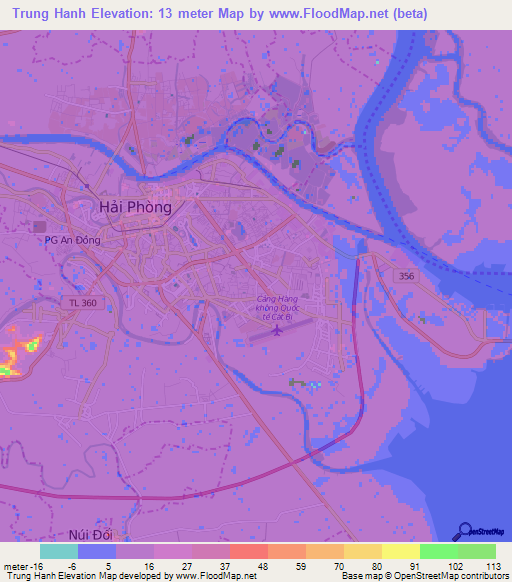 Trung Hanh,Vietnam Elevation Map