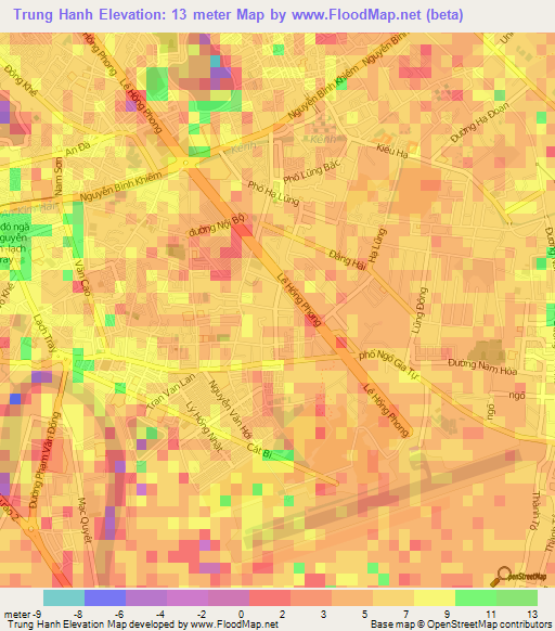 Trung Hanh,Vietnam Elevation Map