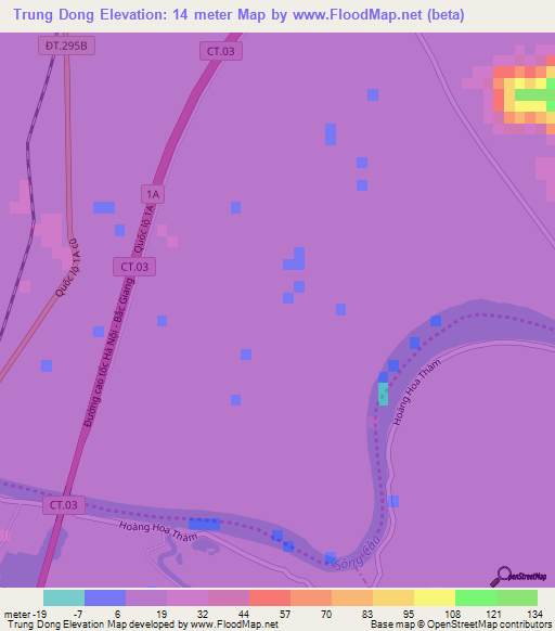 Trung Dong,Vietnam Elevation Map